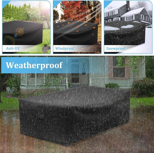 AKEfit Heavy Duty Waterproof Patio Furniture Covers - Black | 48"L x 28"W x 13"H for Square & Rectangle Tables