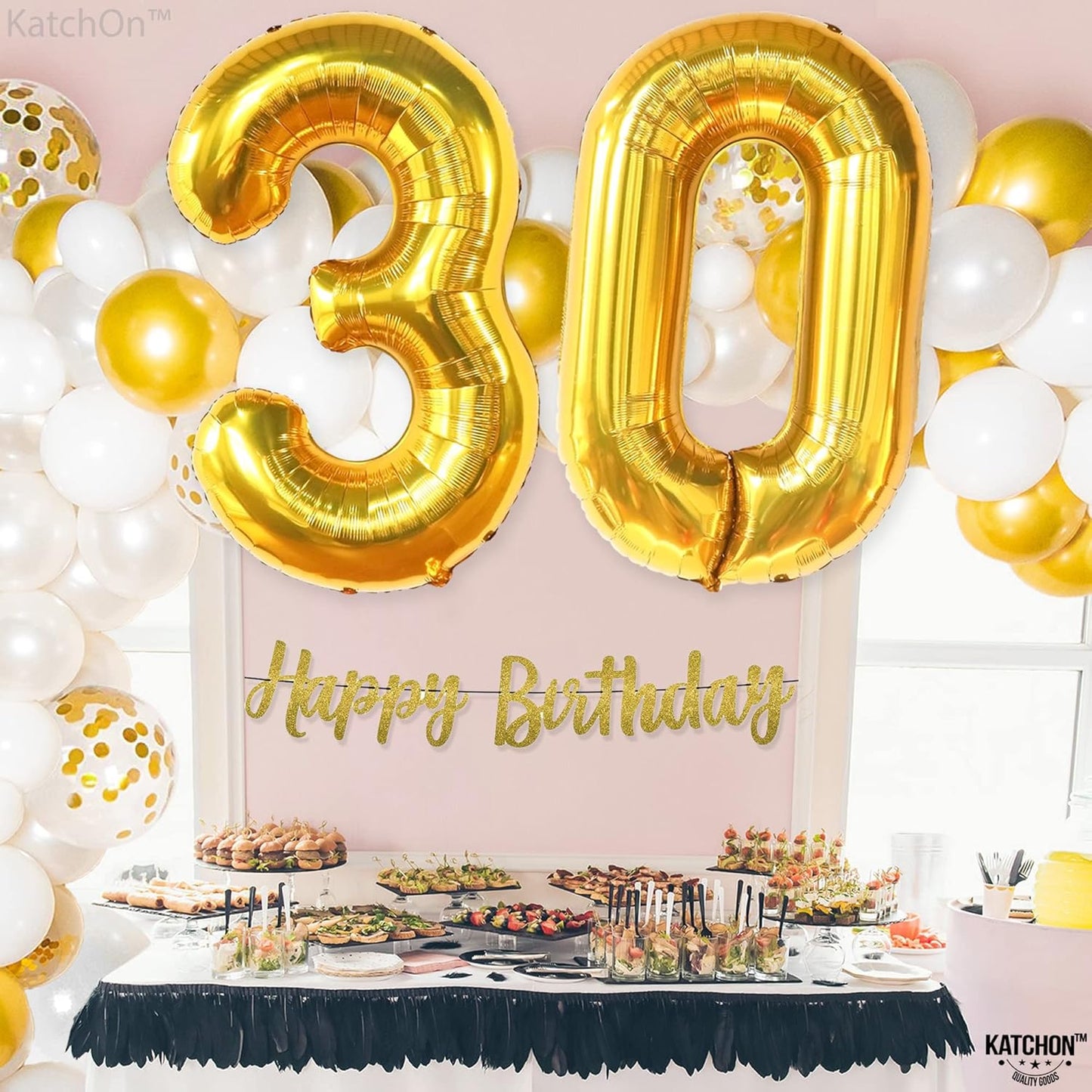 Katchon Gold 30 Balloon Numbers - 40 Inch | Stunning 30th Birthday Decorations for Him & Her