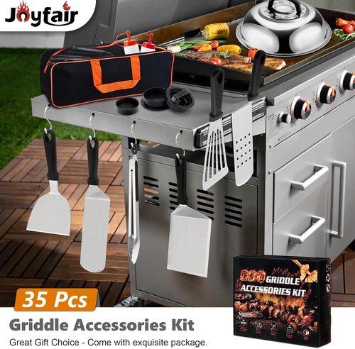 Joyfair Griddle Accessories Kit - 35Pcs Stainless Steel Tool Set for Outdoor BBQ & Flattop Grilling