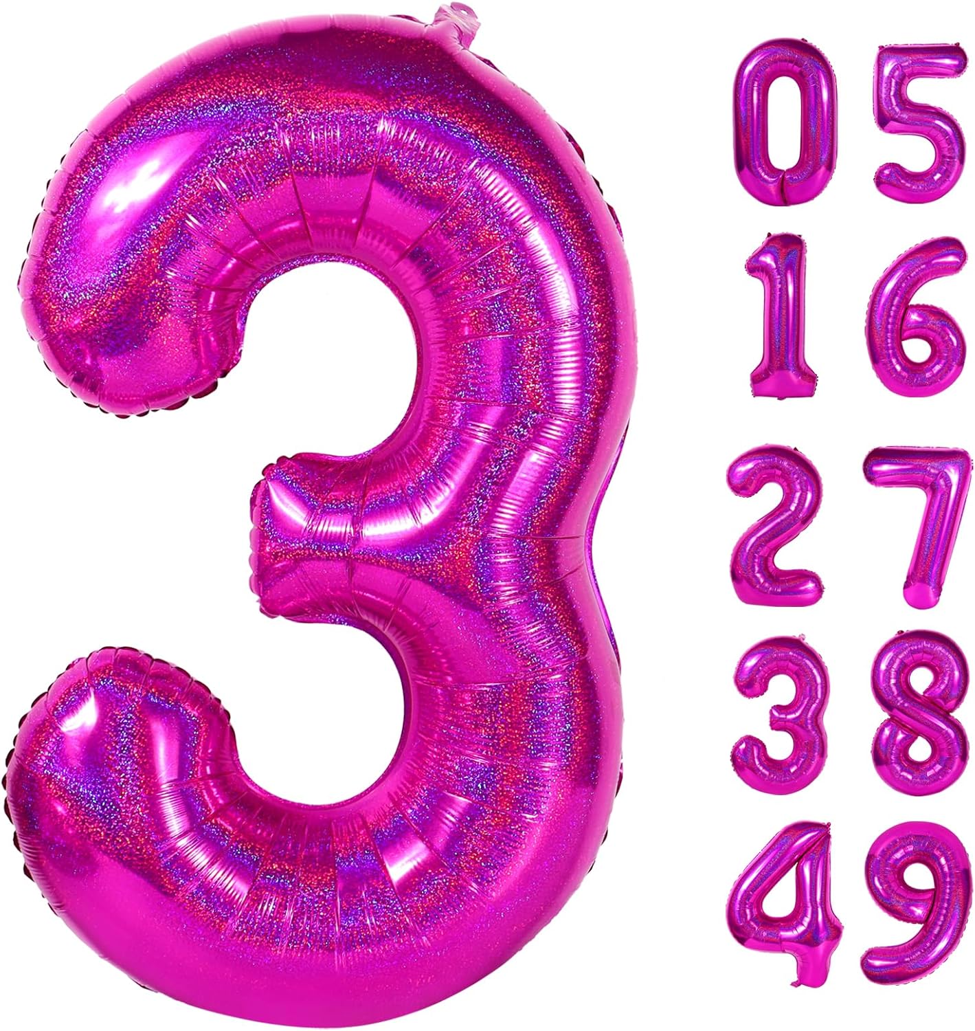 Laser | Hot Pink Number 3 Balloon - 40 Inch Birthday Decoration for Kids & Women’s Parties