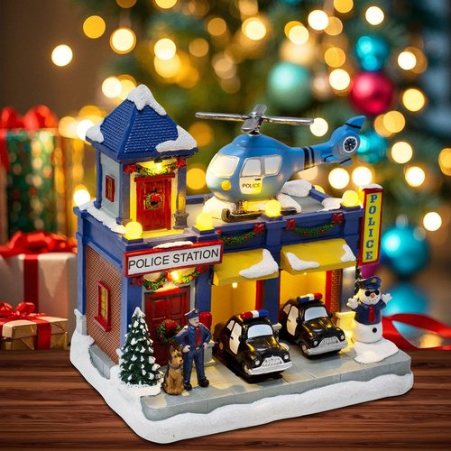 Innodept12 Christmas Animated Train Station Décor - Lighted Building with Clock & Music | Indoor Display