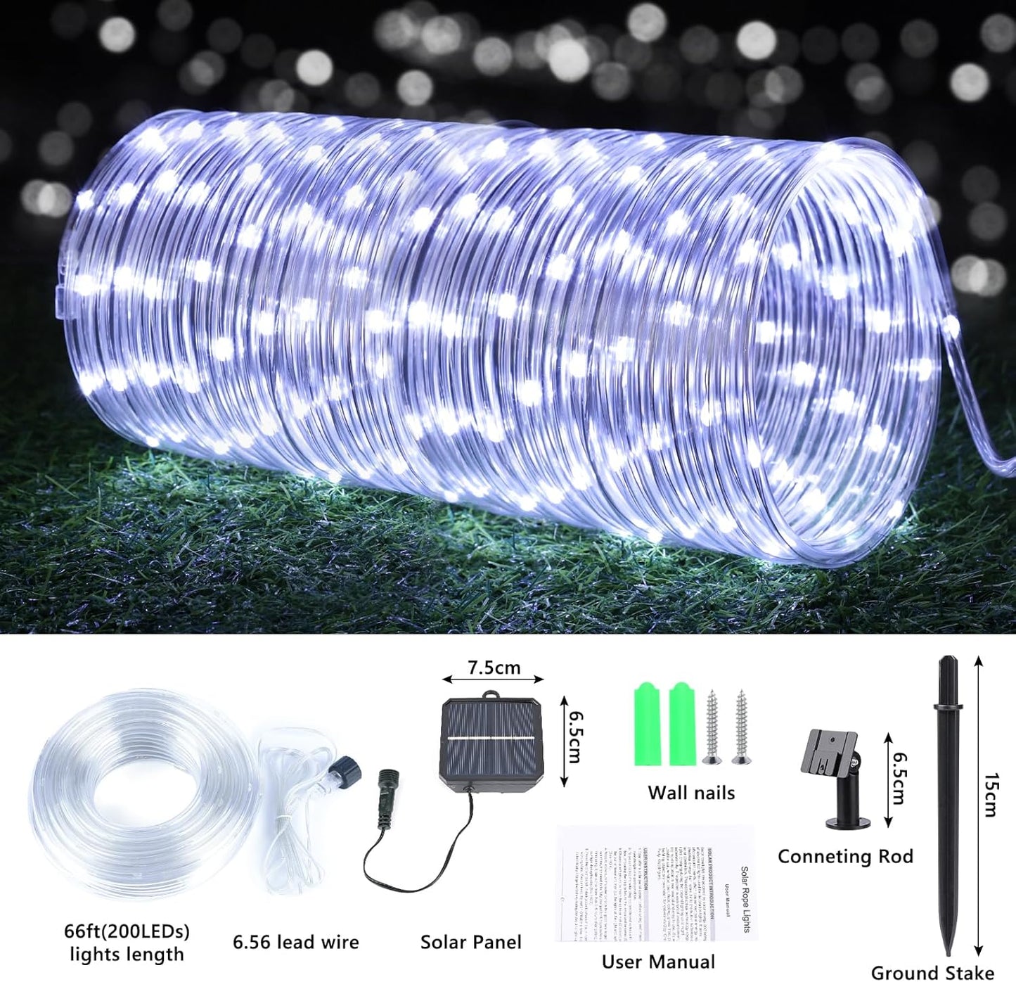 Solar Rope Lights by [Brand Name] - 132ft Waterproof Solar String Lights with 400 LEDs | 8 Modes for Outdoor Decor