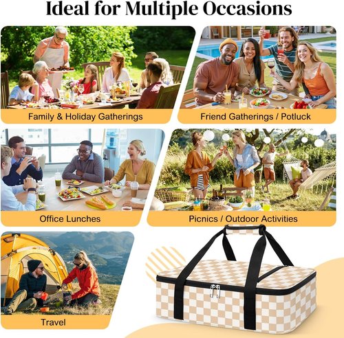 Coobiiya Insulated Casserole Carrier - Keeps Food Hot or Cold | Portable Tote for 9" x 13" Dishes