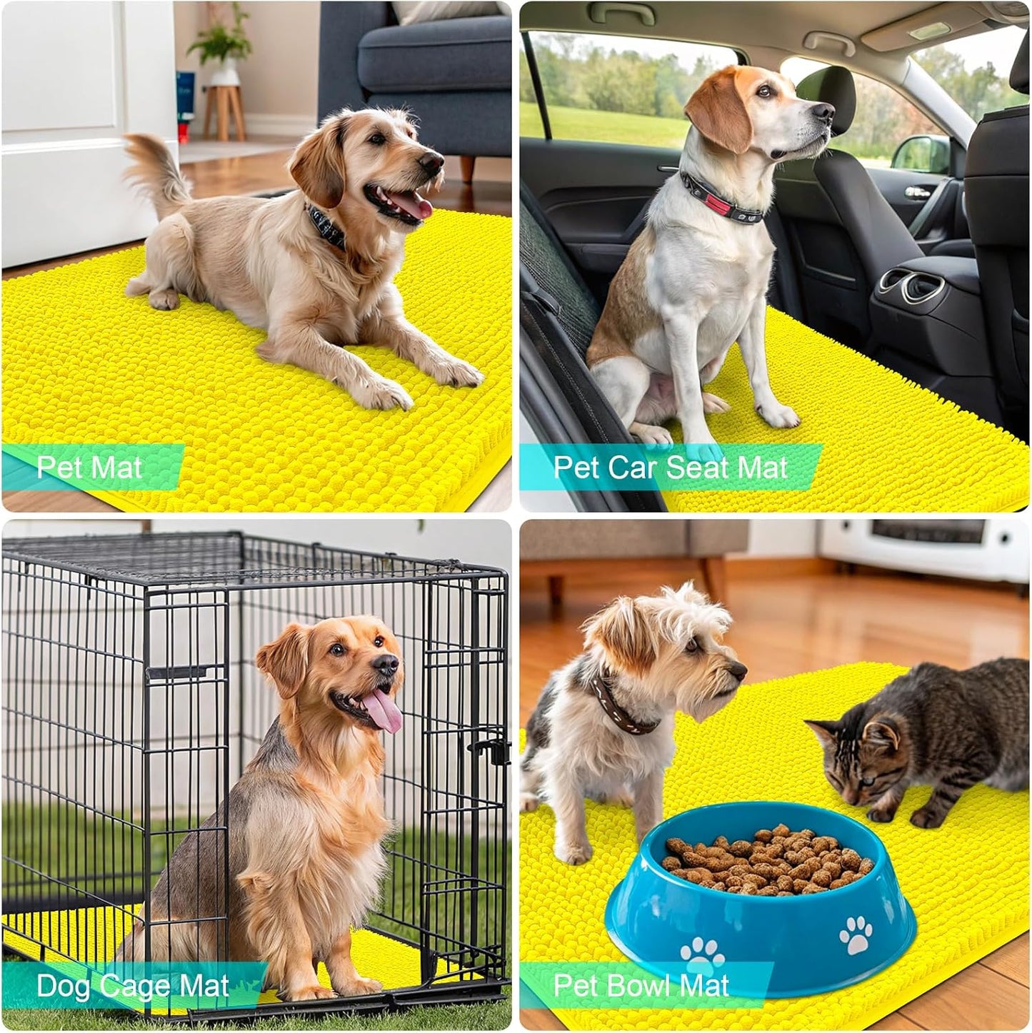 OLANLY Dog Door Mat - Absorbent Non-Slip Washable Doormat for Muddy Paws | 36x24 Lemon Yellow