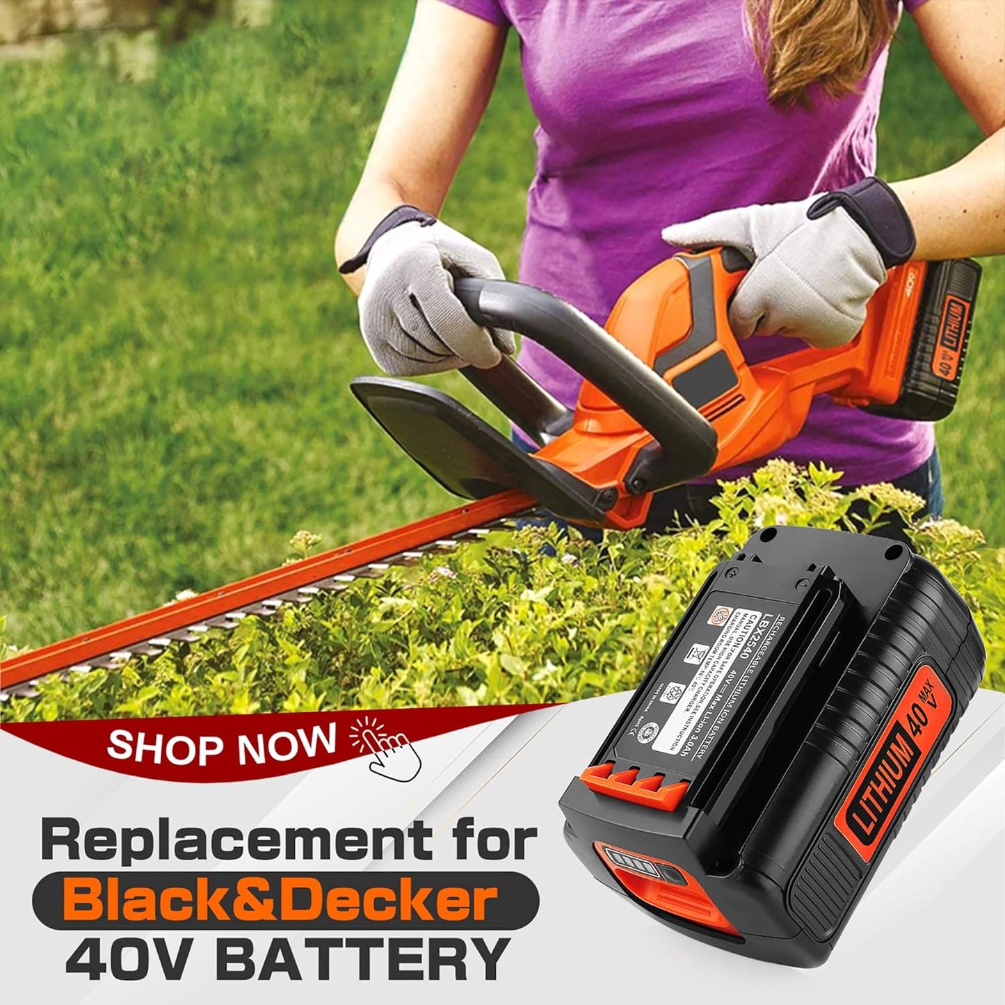 Powilling 40V Lithium Replacement Battery - 3.5Ah for Black & Decker Tools | Compatible with LBX2040, LBXR36, LST540