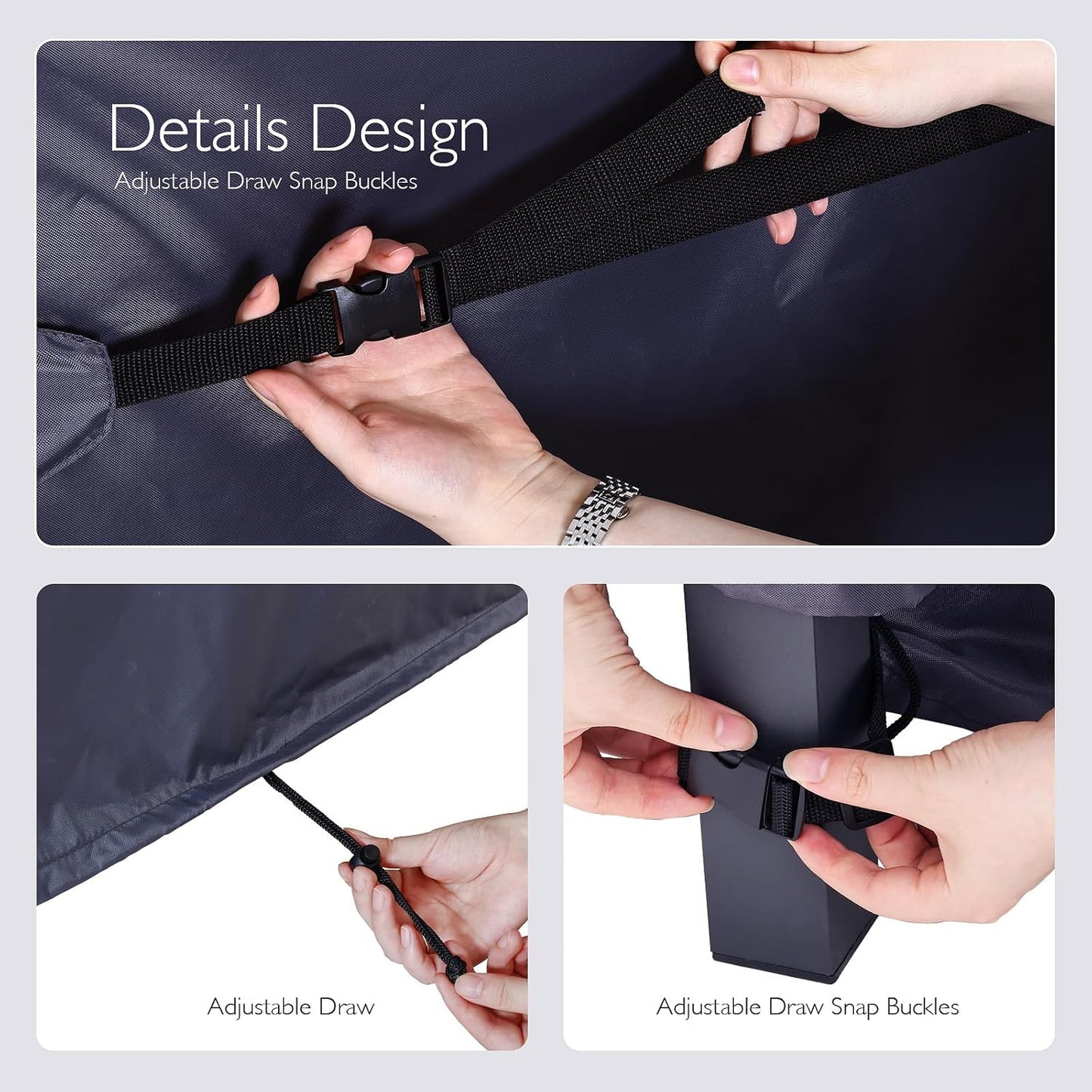 Patio Furniture Covers Waterproof | 420D Rectangular Table & Chair Set Cover - Built-in Storage Bag - Dark Grey
