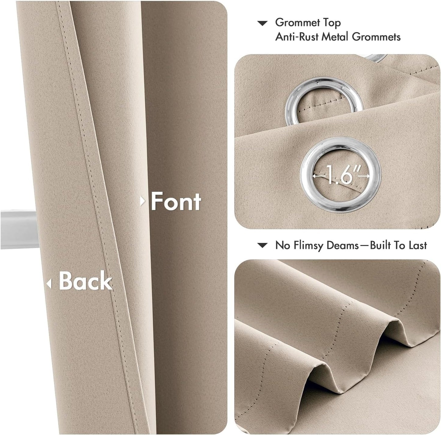 MIULEE Taupe Blackout Curtains - Thermal Insulated Room Darkening Drapes | 40 x 54 Inches, 2 Panels