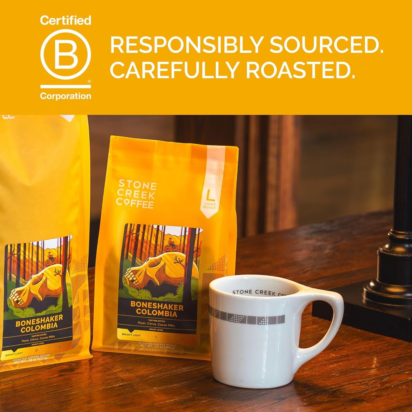Stone Creek Coffee Light Roast Whole Bean Coffee - Smooth & Juicy Citrus Flavor - 12 Ounce Pack