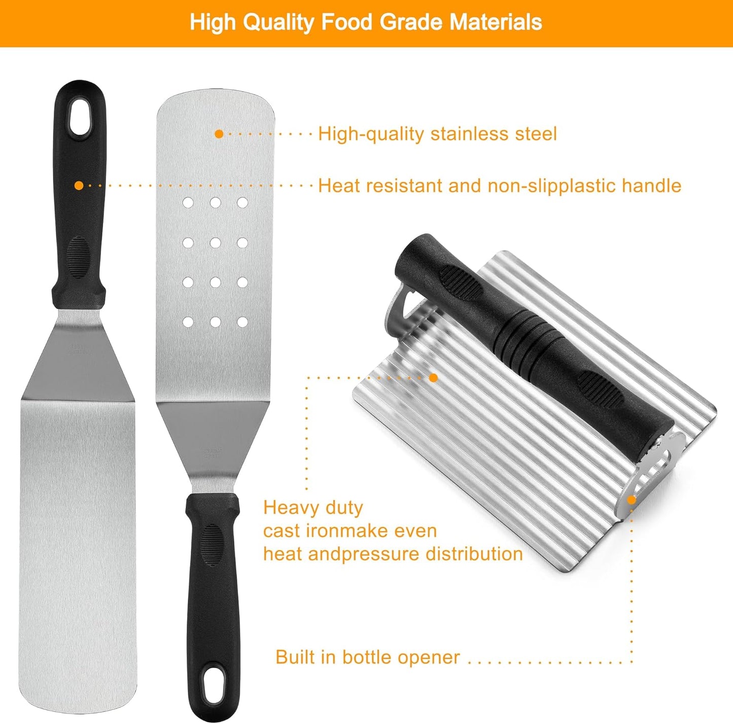 POLIGO 28PCS Griddle Accessories Kit - Premium Flat Top Grill Set for Camp Chef | Includes Spatulas, Basting Cover & Scraper