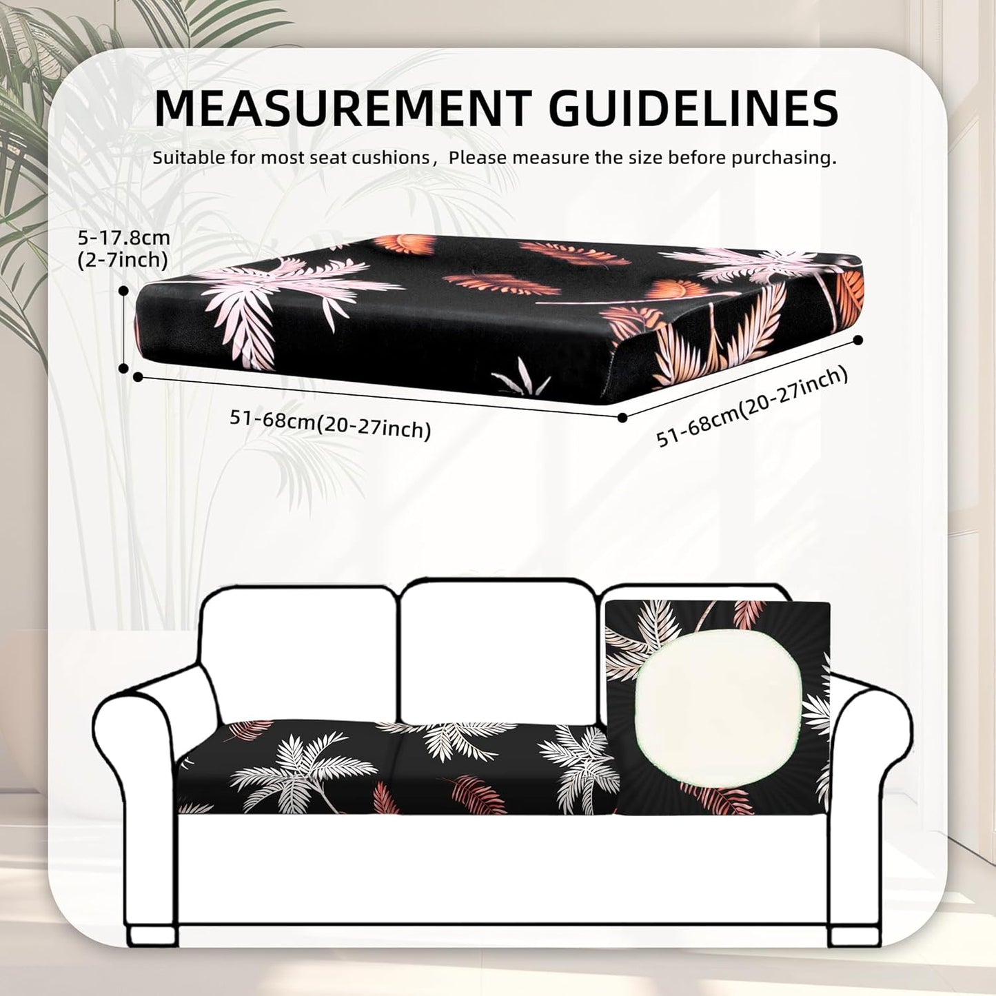 Skiennix 8-Piece Stretch Patio Cushion Covers - Washable Outdoor Sofa Slipcovers | Coconut Forest