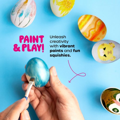 Dan&Darci Easter Egg Squishy Painting Kit - Arts & Crafts for Girls and Boys - Kids Art Activities - Craft Gift for Kid Ages 6 7 8 9 10 Year Old Girl Gifts - Decorate 6 Slow Rising Squishies