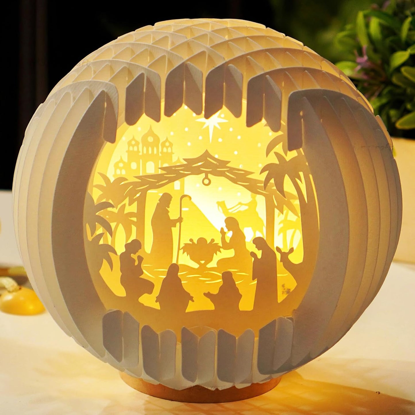 Skiennix Light Up Nativity Scene - LED Tabletop Christmas Decorations | Small Religious Gifts