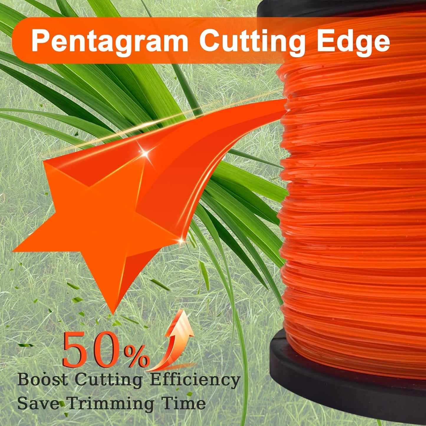 Skiennix String Trimmer Line - Commercial Grade Orange Pentagon Weed Eater String | 0.105" Diameter x 328'