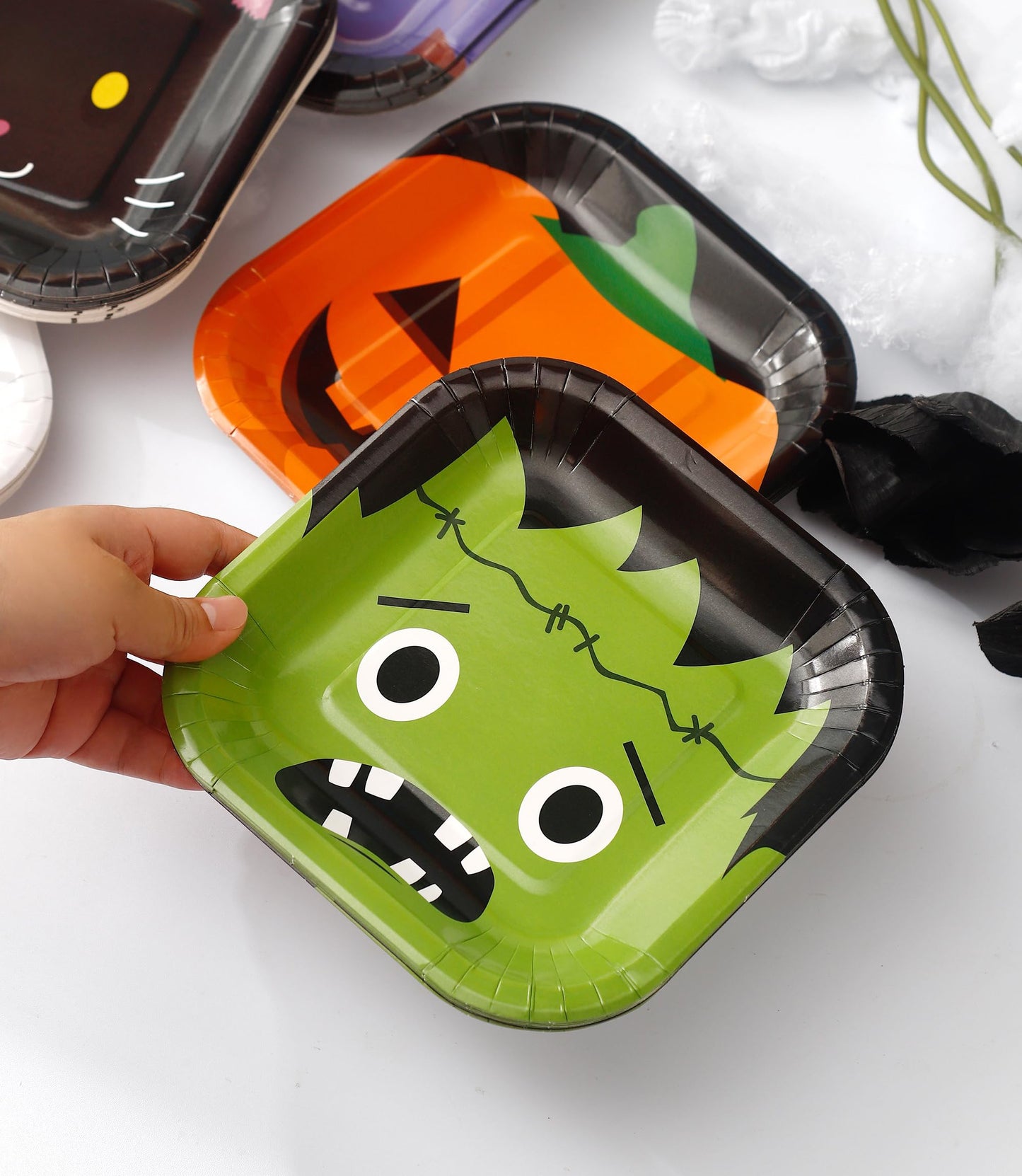 Winoo Design Halloween Small Plates Disposable - 48 PK - Dessert Paper Plates for Halloween Decor Decorations Table Party Supplies Party Favor