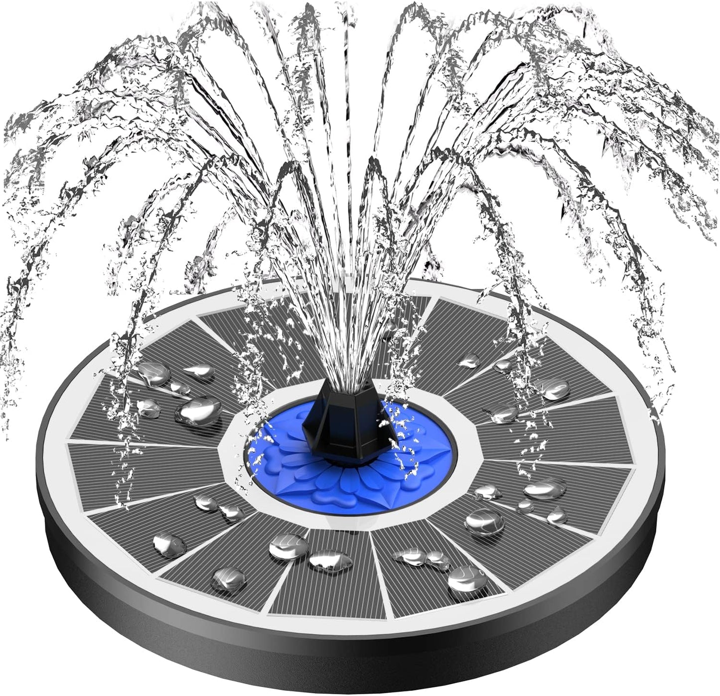 SZMP Solar Fountain - 3.5W Solar Powered Bird Bath Water Feature with 7 Nozzles & 4 Fixed Pipes for Garden, Pool, Pond, Fish Tank