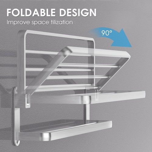 BOZWELL Bathroom Lavatory Towel Rack with Two Towel Bars,Brushed Satin Nickel 20-Inch Towel Shelf with Towel Bar,Towel Holder 1011-BSN-50 (Brushed Satin Nickel Finish)