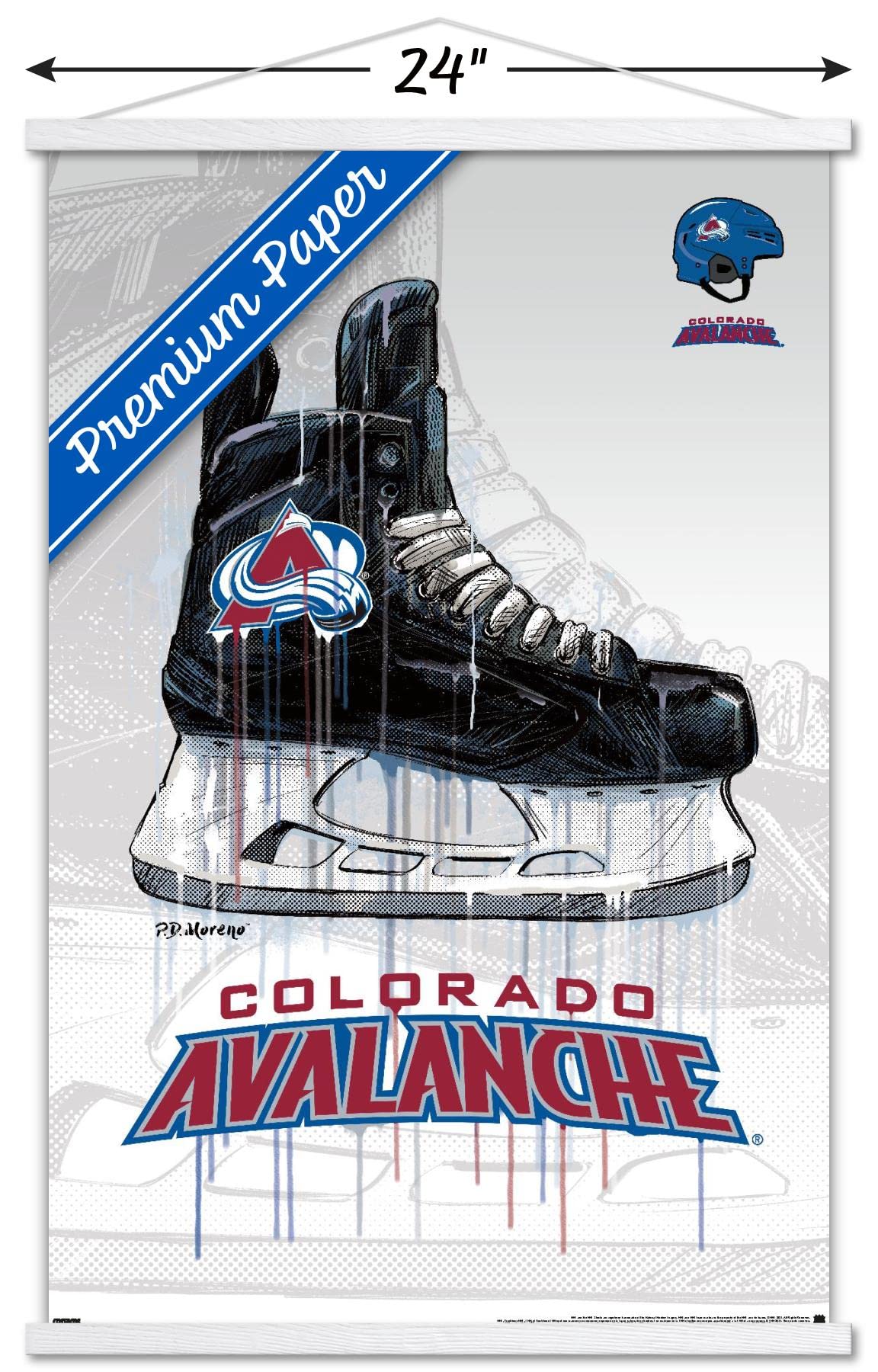 Trends International NHL Colorado Avalanche - Drip Skate 21 Wall Poster, 22.375" x 34", Premium Print and White Hanger Bundle