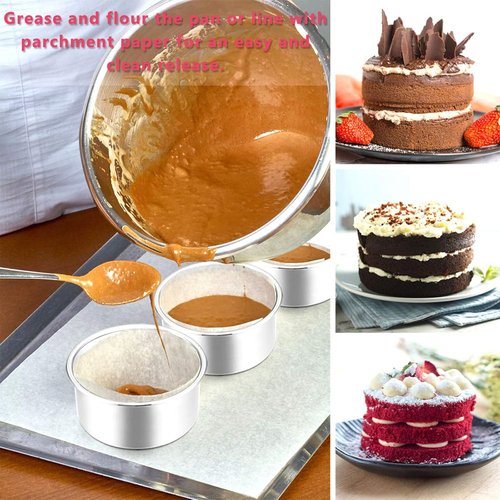 E-far 4-Inch Mini Round Cake Pan Set - Stainless Steel, Non-Toxic & Dishwasher Safe, Perfect for Smash Cakes