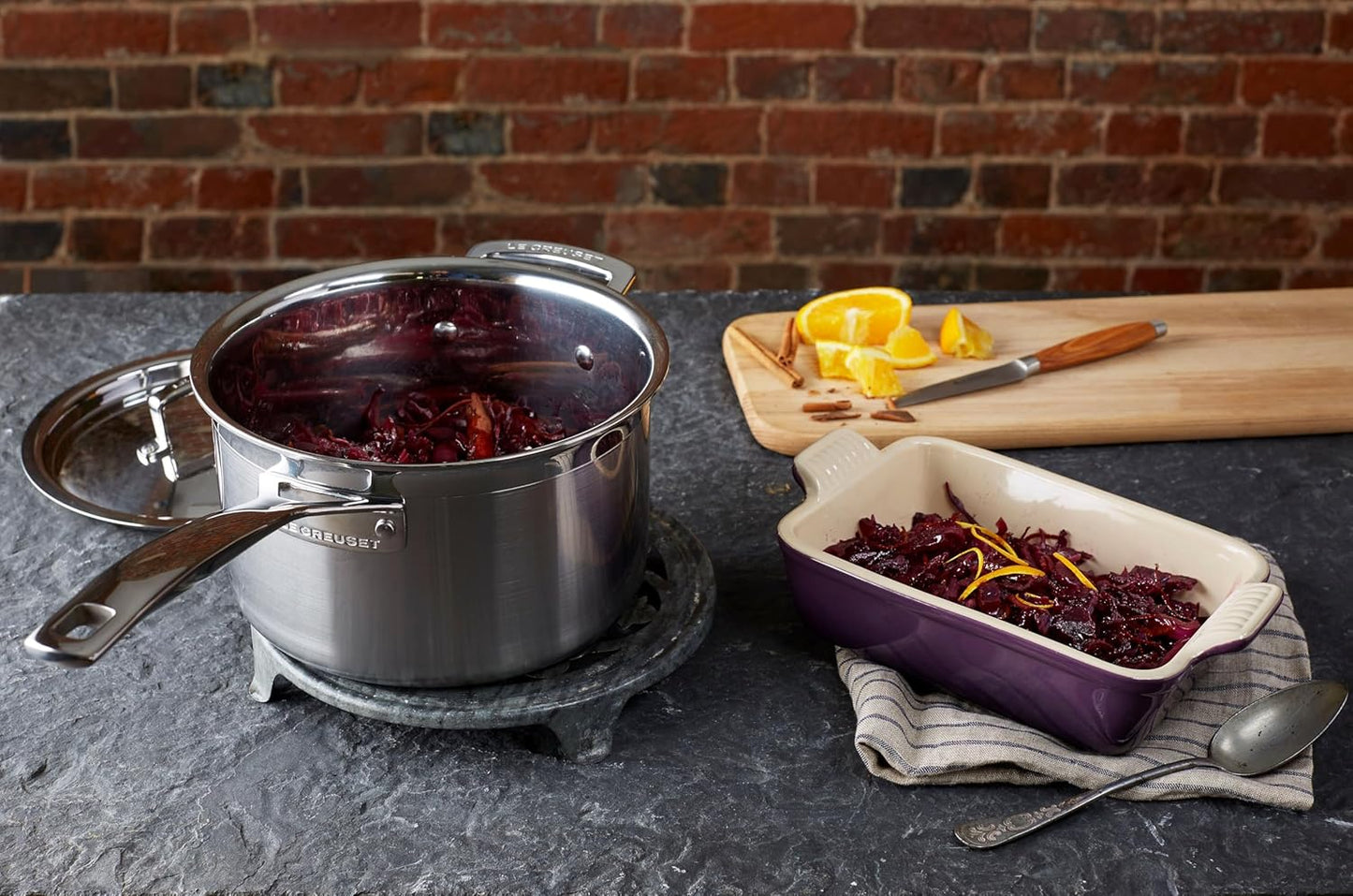 Le Creuset Stainless Steel Saucepan - Classic 3-Ply Design, 3 Quart Capacity