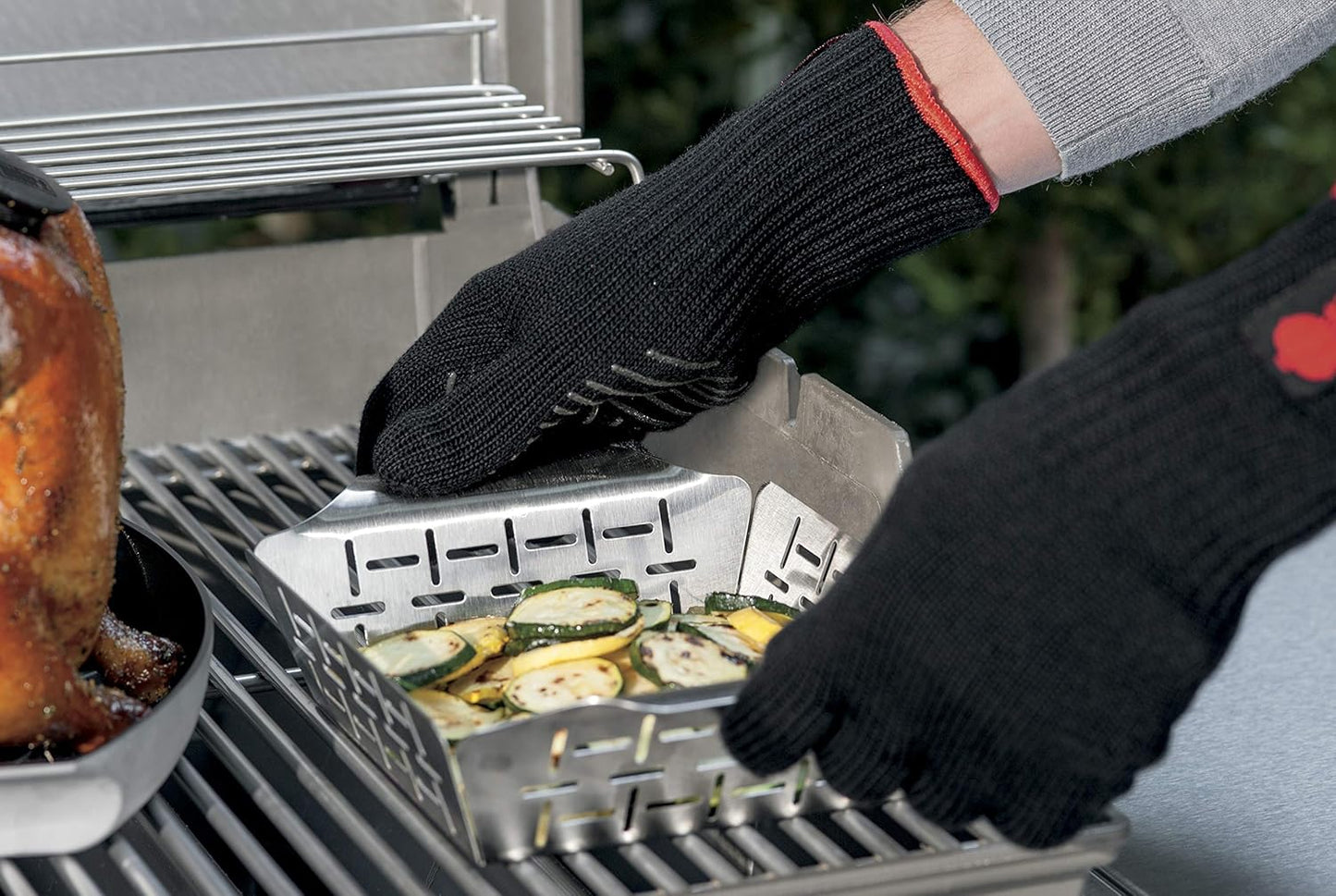 Weber Style Stainless Steel Vegetable Basket - Durable Grill Accessory for Side Dishes, Fits All Grills