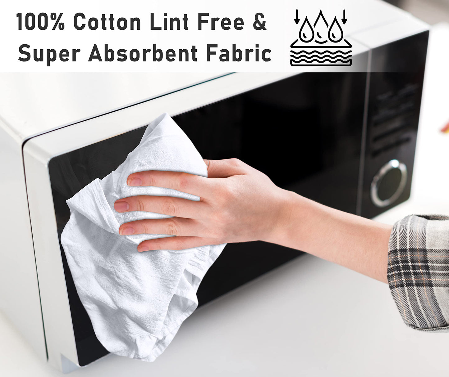 RUVANTI Flour Sack Towels 12 Pack 28 x 28 Inches, Ring Spun 100% Cotton Dish Towel, Machine Washable, Absorbent - Flour Sack Kitchen Towels for Drying and Cleaning - White