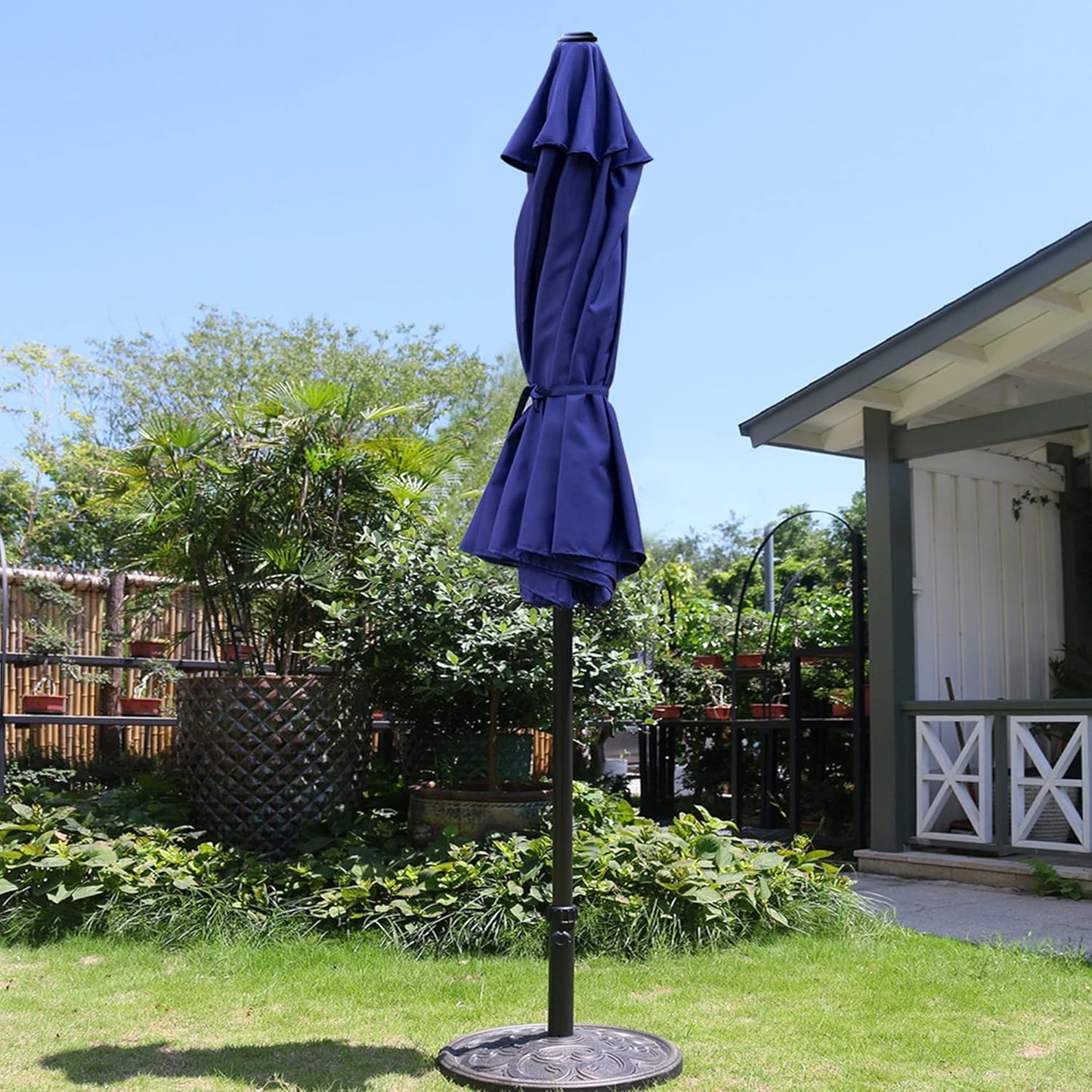 Sunnyglade 9' Patio Umbrella - Durable Outdoor Table Umbrella with 8 Sturdy Ribs | Navy Blue