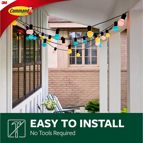 Command Outdoor Light Clips - Water-Resistant Adhesive | 16 Clips & 20 Strips - Clear (17017CLR-AWES)