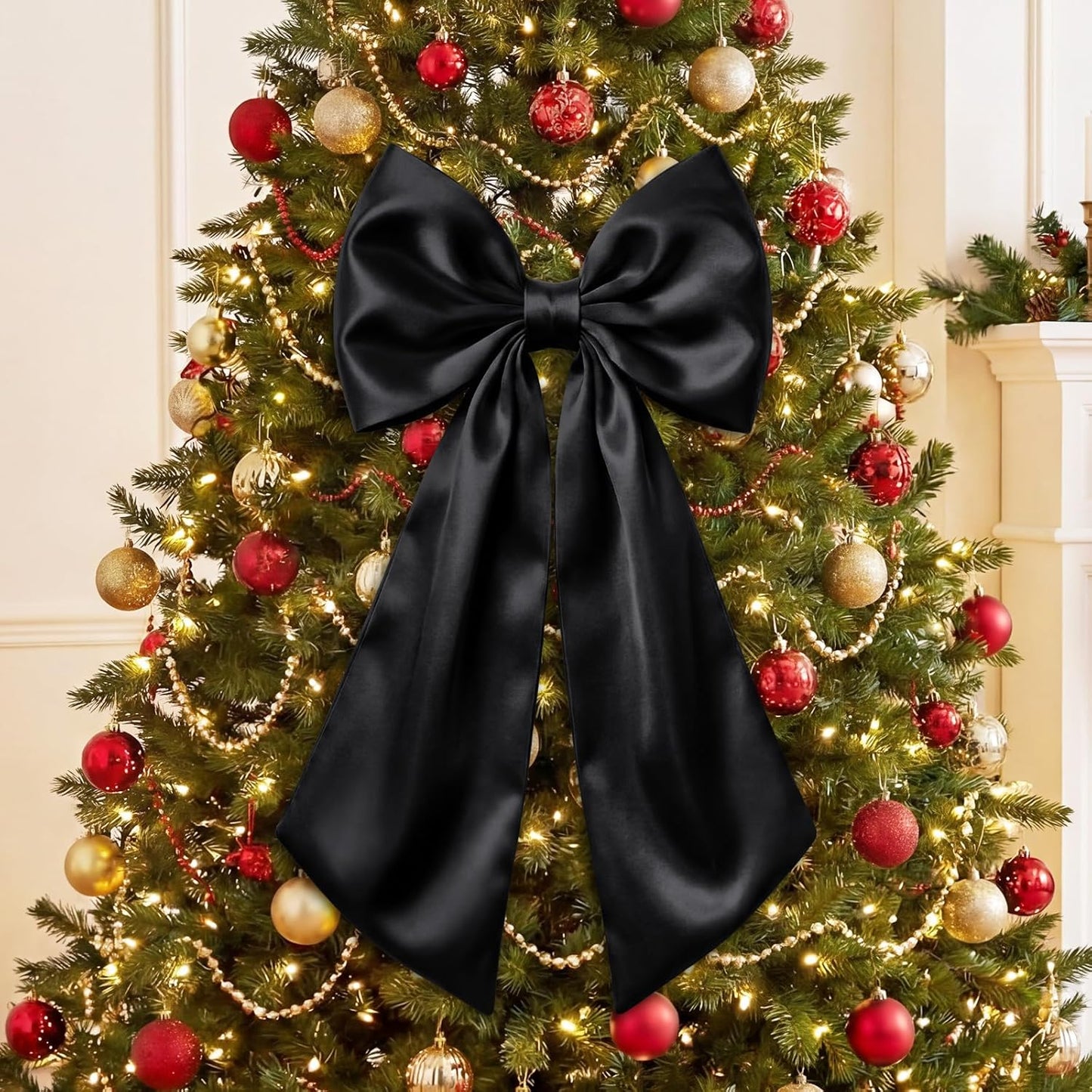 Suncalla Large Satin Bow Decorations - 3 Pcs 2 FT for Weddings, Parties & Home Decor | Black