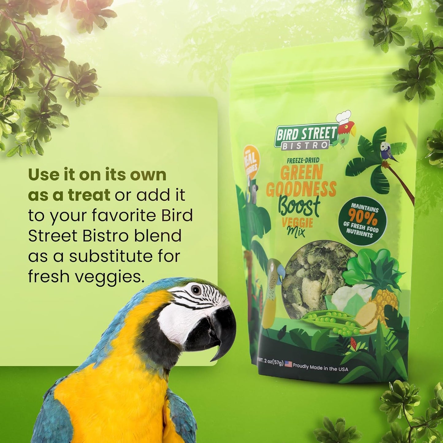 Skiennix Bird Treats - Nutritious Parrot & Cockatiel Food - Green Goodness Blend - 1 lb