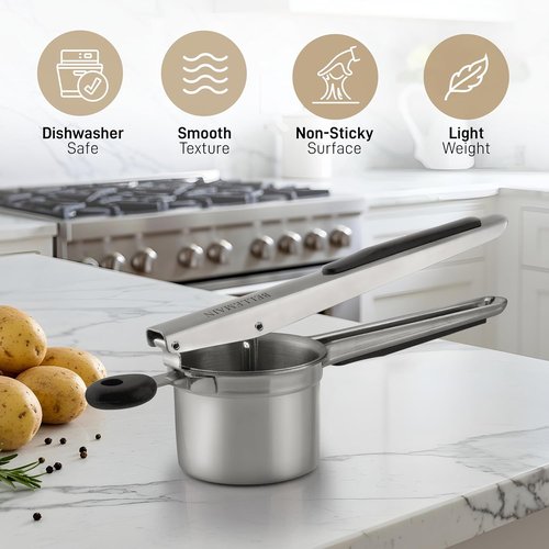Bellemain Potato Ricer - Heavy Duty Stainless Steel Masher for Smooth Mashed Potatoes & Baby Food | 15oz