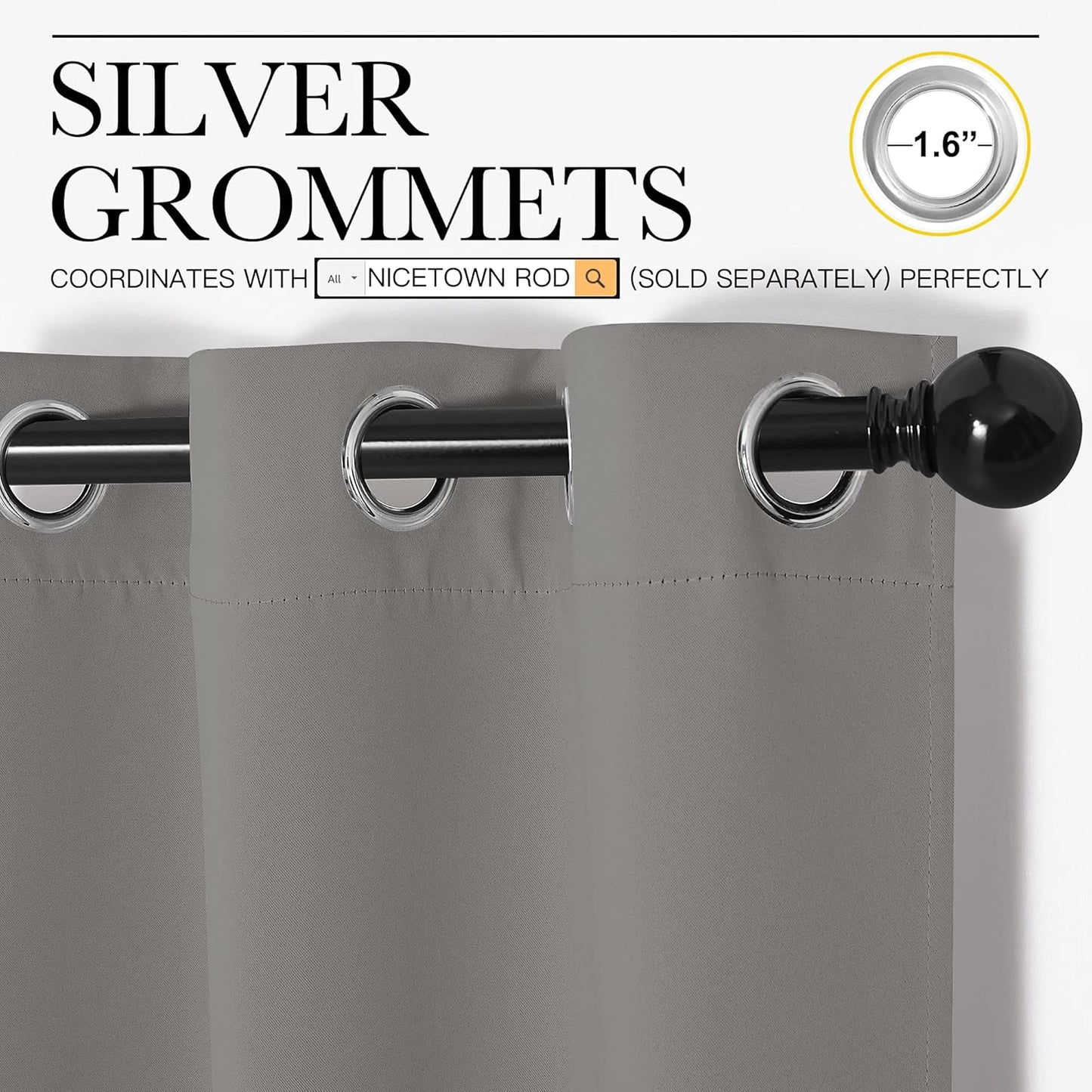 NICETOWN Blackout Curtains - Thermal Insulated Grommet Top Drapes | Sand Color, 42 x 63 Inches, 1 Pair