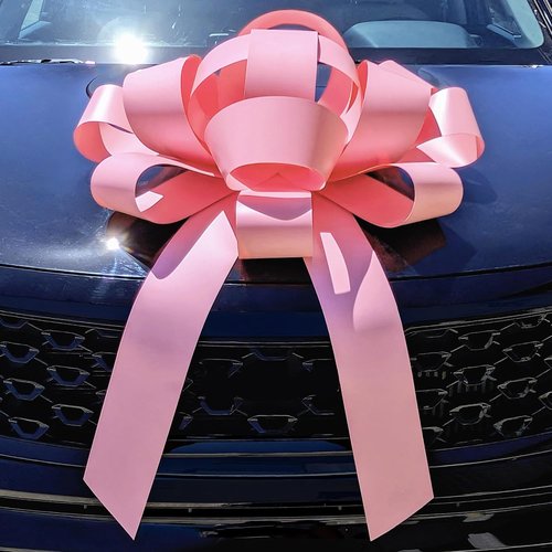 CarBowz Big Pink Car Bow - Giant 30" Non-Scratch Magnet | Weather-Resistant Vinyl Decor