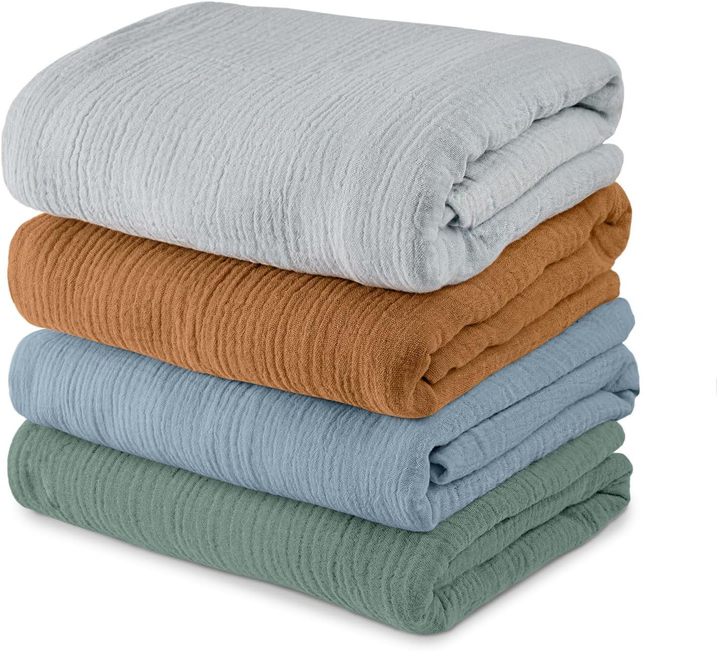 Skiennix Muslin Swaddle Blankets - 4 Pack Breathable 100% Cotton Newborn Receiving Wraps | Skin-Friendly Essentials
