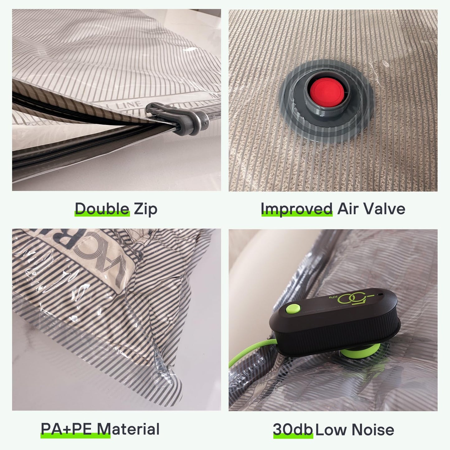 Vacbird Vacuum Bags for Travel with USB Pump, 12 Pack Carry-on Size Compression Packing Bags for Luggage and Suitcase, Space Saver Bags for Clothes and Clothing Travel