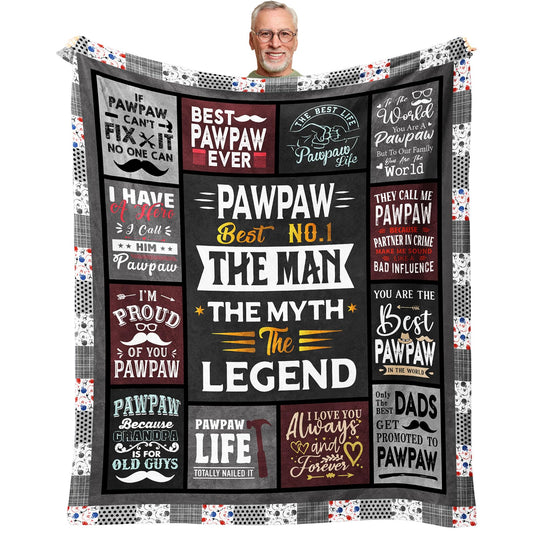 ecarco Pawpaw Gifts - Gifts for Pawpaw - Pawpaw Gifts from Grandchildren - Gift for Pawpaw from Grandkids - Paw Paw Gifts for Grandpa - Pawpaw Birthday Gift Throw Blanket 60" X 50"