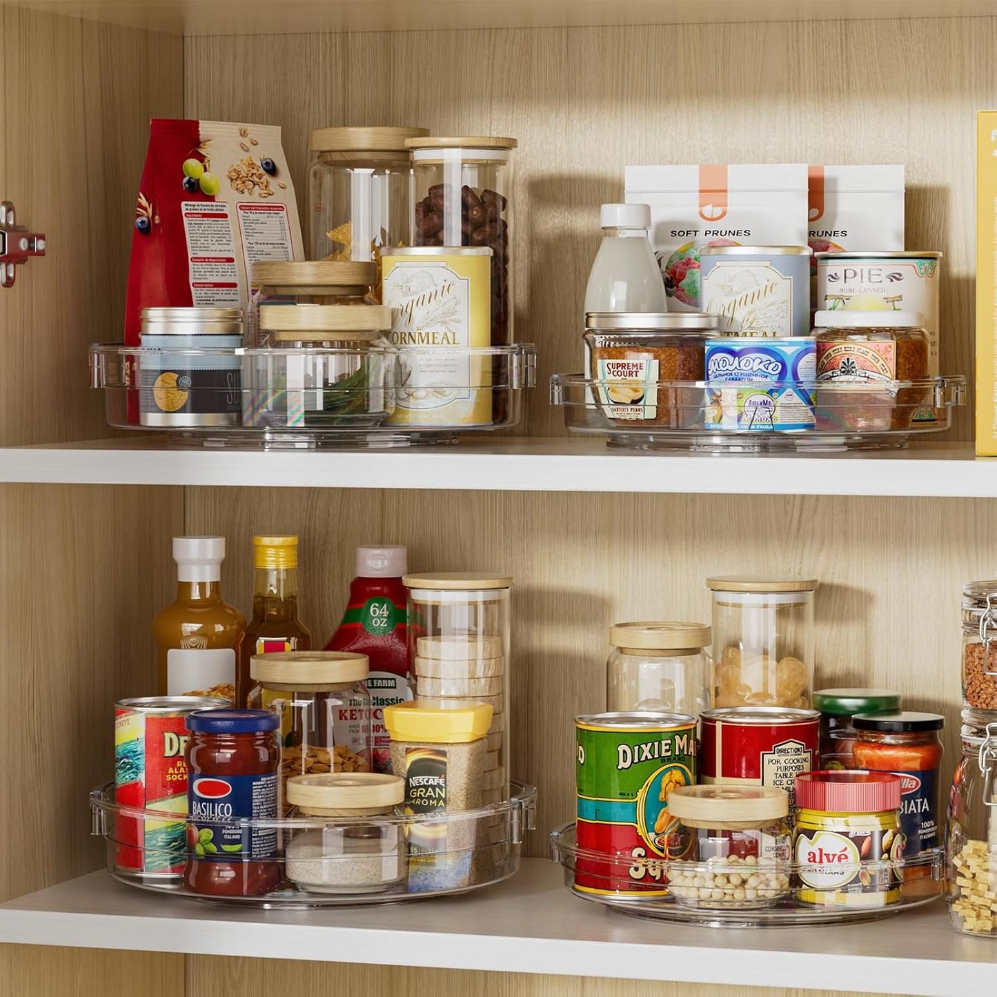 LAMU Lazy Susan Organizer Set - Clear Turntable for Kitchen, Bathroom & Pantry - 12in & 10.6in Sizes