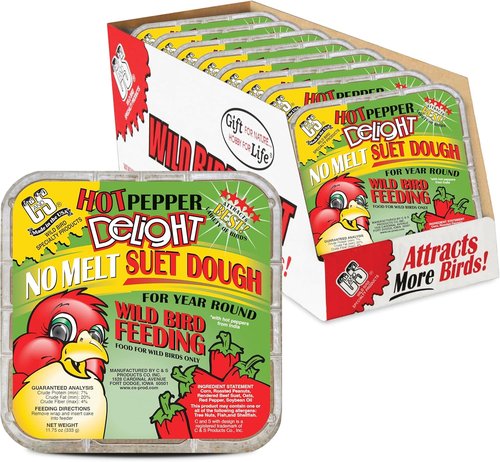 C&S Hot Pepper Delight Suet Dough - No Melt Formula, 11.75 Ounces | 8 Pack