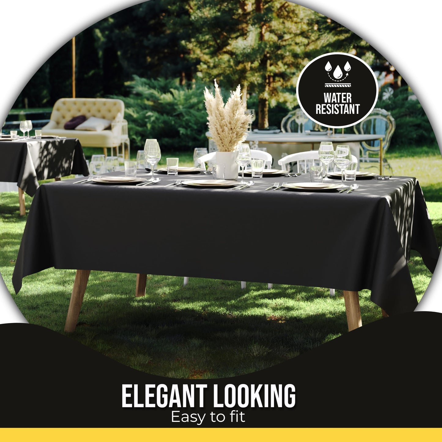 Party Solids 12-Pack Black Plastic Disposable Tablecloth – Size: 60 × 84 Inches – Rectangle Table Cover for Parties, Picnics & Formal Events