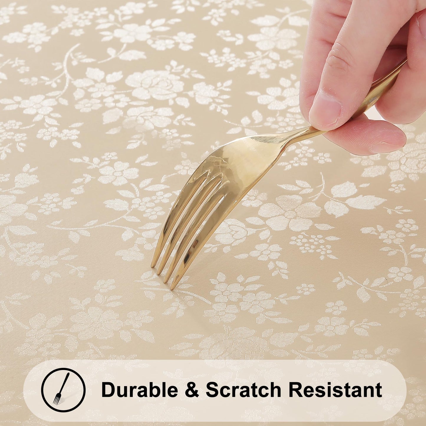 Smiry Square Table Cloth, Waterproof Heavy Duty Vinyl Tablecloths, Wipeable Washable Table Cover for Kitchen and Dining Room (Beige, 70" x 70")