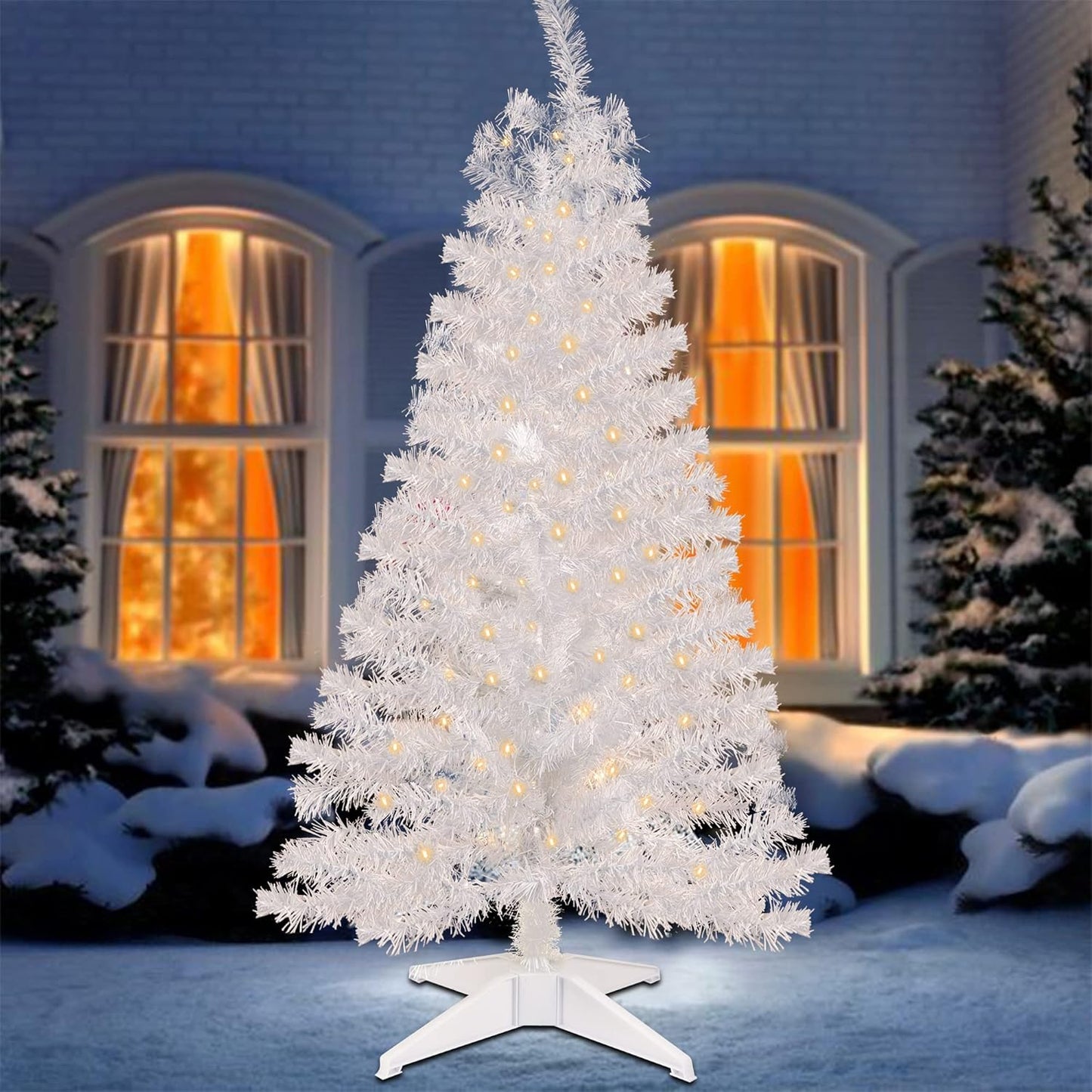 Juegoal 4 FT Pre-Lit Artificial Christmas Tree - 70 Warm White Battery-Powered Lights | 8 Modes & Timer for Festive Home Decor