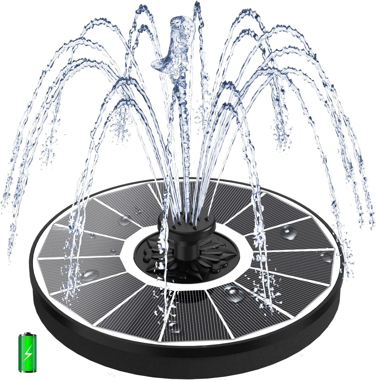 Yzert Solar Fountain - 2000 mAh Battery Backup for Bird Baths | 7 Nozzles, 3.5W Pump, White