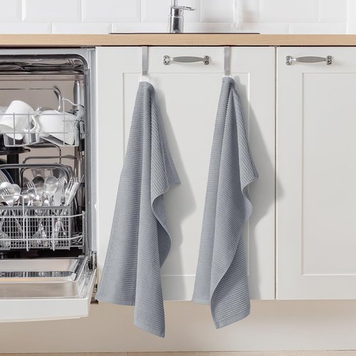 Homaxy Premium Kitchen Towels (18"x 28", 6 Pack), Large 100% Cotton Kitchen Hand Towels, Ultra Absorbent Ribbed Terry Tea Towels Set with Hanging Loop, Grey