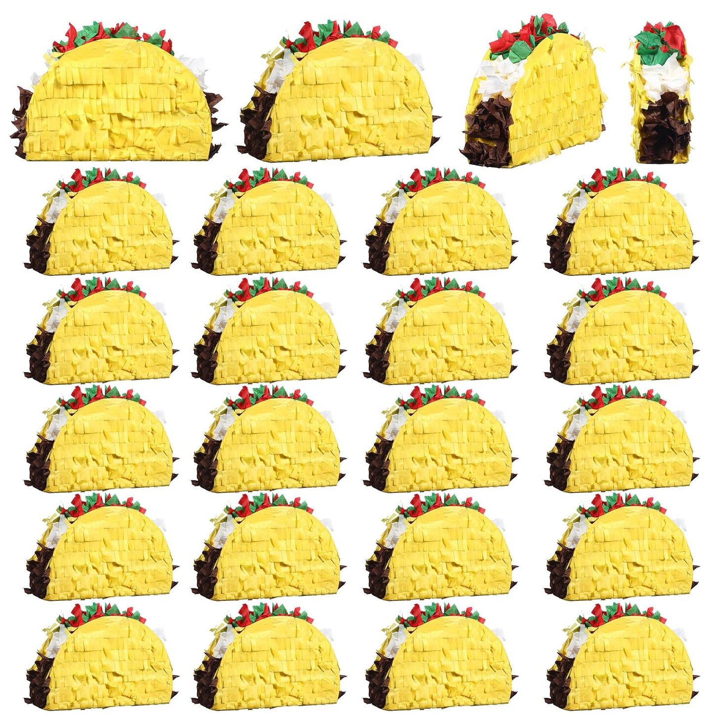 Harrycle 24 Pcs Mini Taco Piñatas for Cinco De Mayo Mexican Little Fiesta Taco Piñata Bulk for Mexican Carnivals Tuesday Event Party Favors, 5.9 x 3.9 x 1.6 Inches