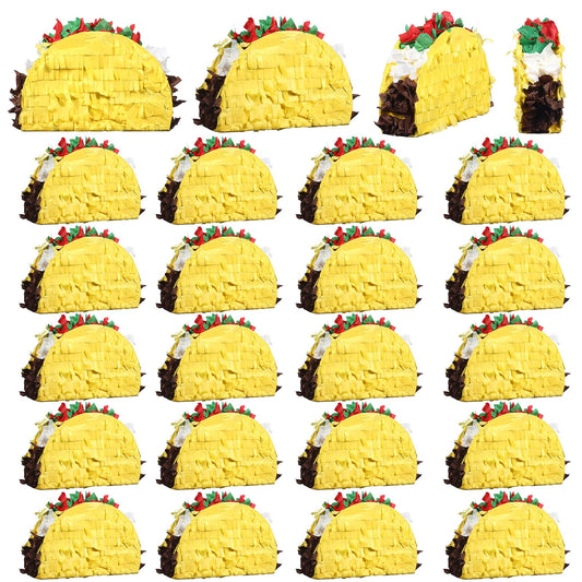 Harrycle 24 Pcs Mini Taco Piñatas for Cinco De Mayo Mexican Little Fiesta Taco Piñata Bulk for Mexican Carnivals Tuesday Event Party Favors, 5.9 x 3.9 x 1.6 Inches