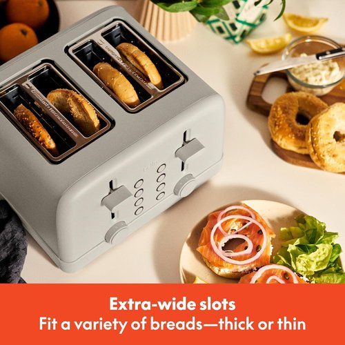 Bella 4-Slice Toaster - 6 Shade Settings, Reheat & Cancel Functions, Removable Crumb Tray, 900 Watts | Oatmilk Color