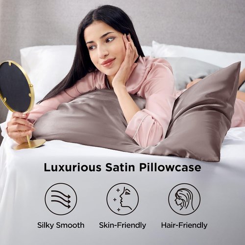 Bedsure Satin Pillowcase - Luxurious Silk-Like Feel | Standard Size 20x26 Inches, Dusty Rose, 2-Pack