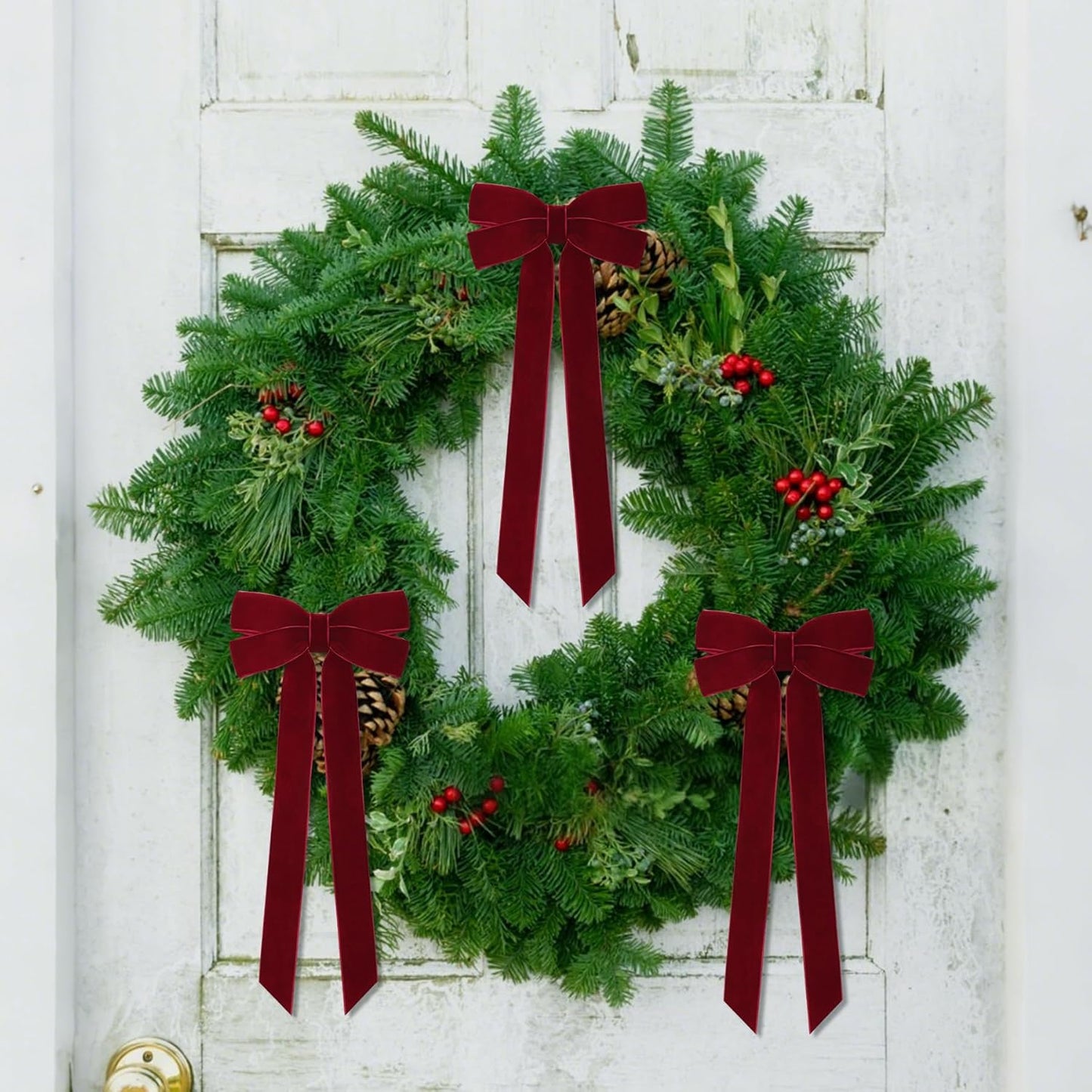 Regine Switzerland Burgundy Velvet Ribbon Bows - 12Pcs 5in x 10in Christmas Tree Ornaments | Holiday Decor