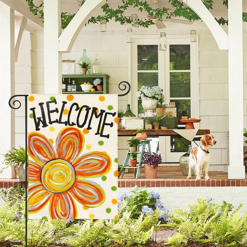 AVOIN Colorlife Summer Floral Garden Flag - Double-Sided 12x18 Inch Outdoor Welcome Flag