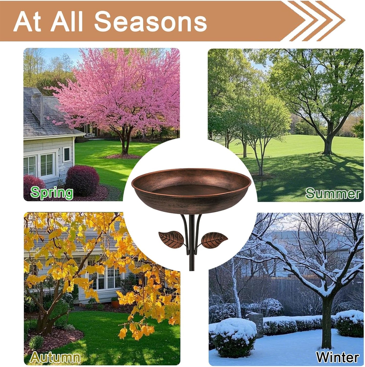 Metal Bird Bath - 12" Diameter Bowl with Stable Stake for Outdoor Garden Decor | 0.7 Gallon Capacity