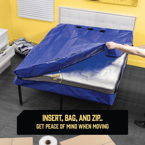 Cali King Mattress Bags - 2 Pack Extra-Thick Reusable Storage Bags with Zippered Closure and 8 Handles for Moving Protection